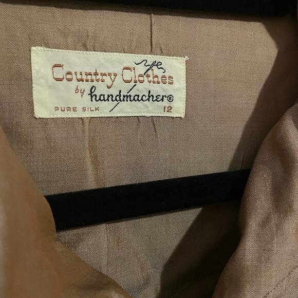 Vintage 80s Country Clothes Brown Button Down Long Sleeve Silk Blouse Women’s S - Picture 2 of 3